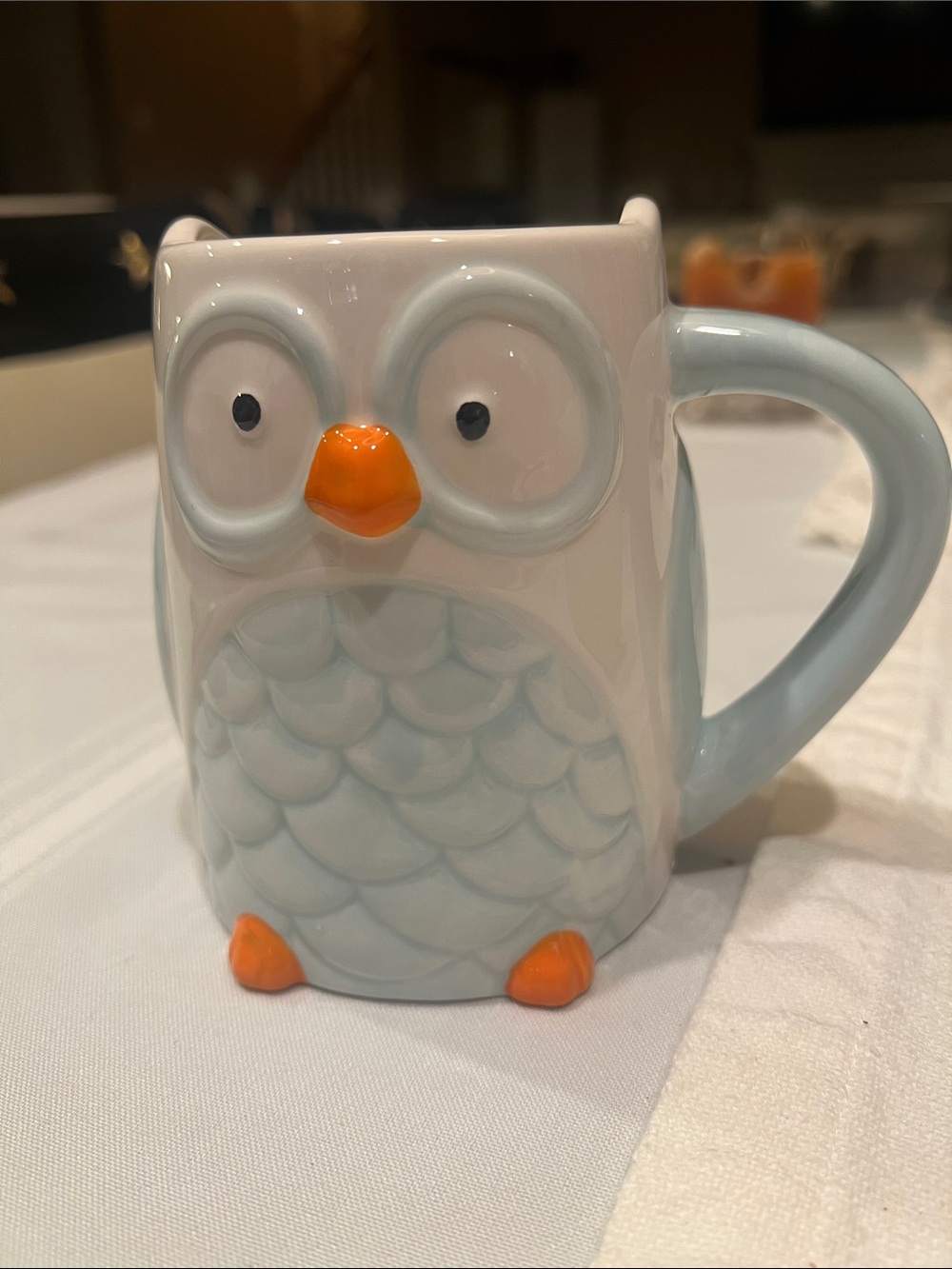 Tag Pale Blue Owl Mug with Orange Beak and Feet